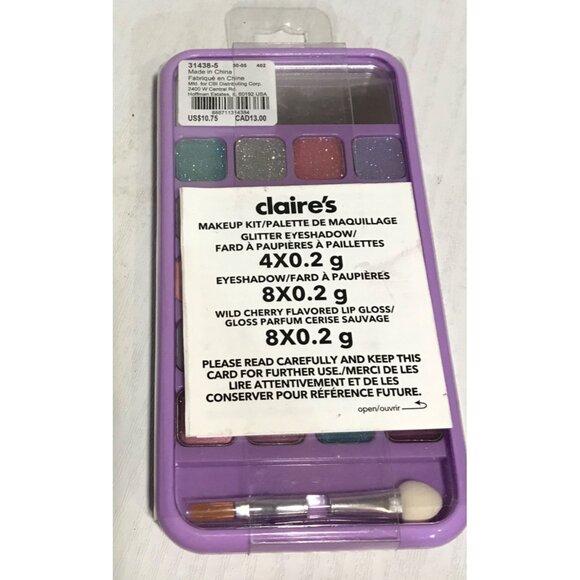 Claires Glitter Eyeshadow & Lip Gloss Makeup Kit With Rainbow Design - Picture 2 of 3